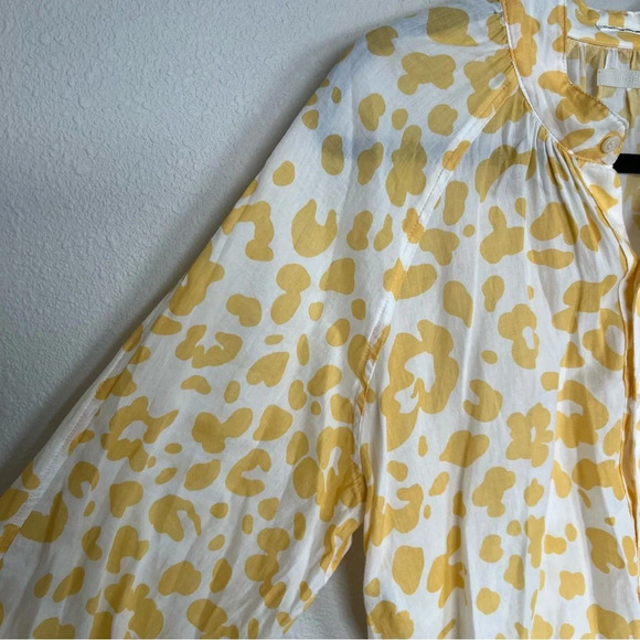 NWOT MOTHER The Sunburst Print Shirt Leopard Floral Cotton Yellow Bohemian Small - Picture 6 of 12